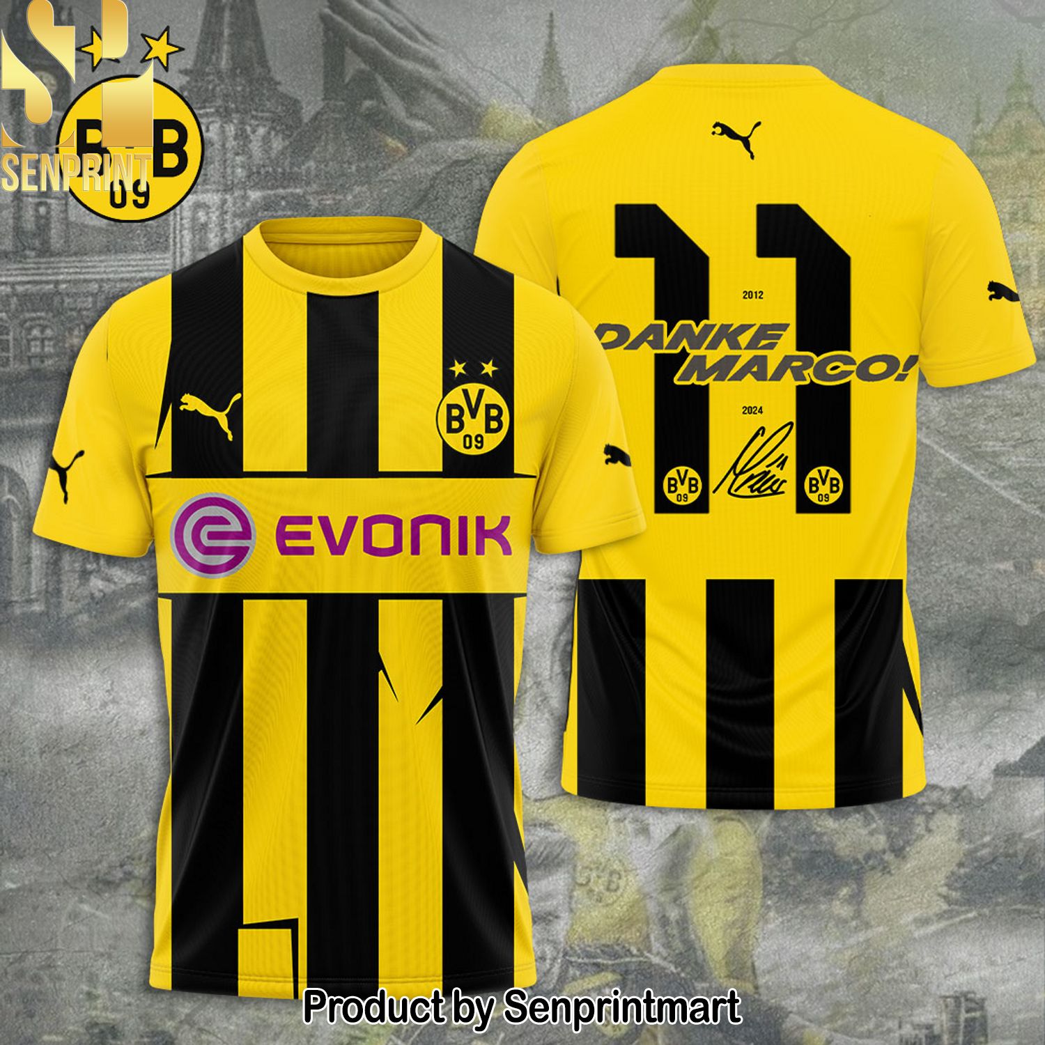 Marco Reus x Borussia Dortmund Full Printing Shirt – SEN0155