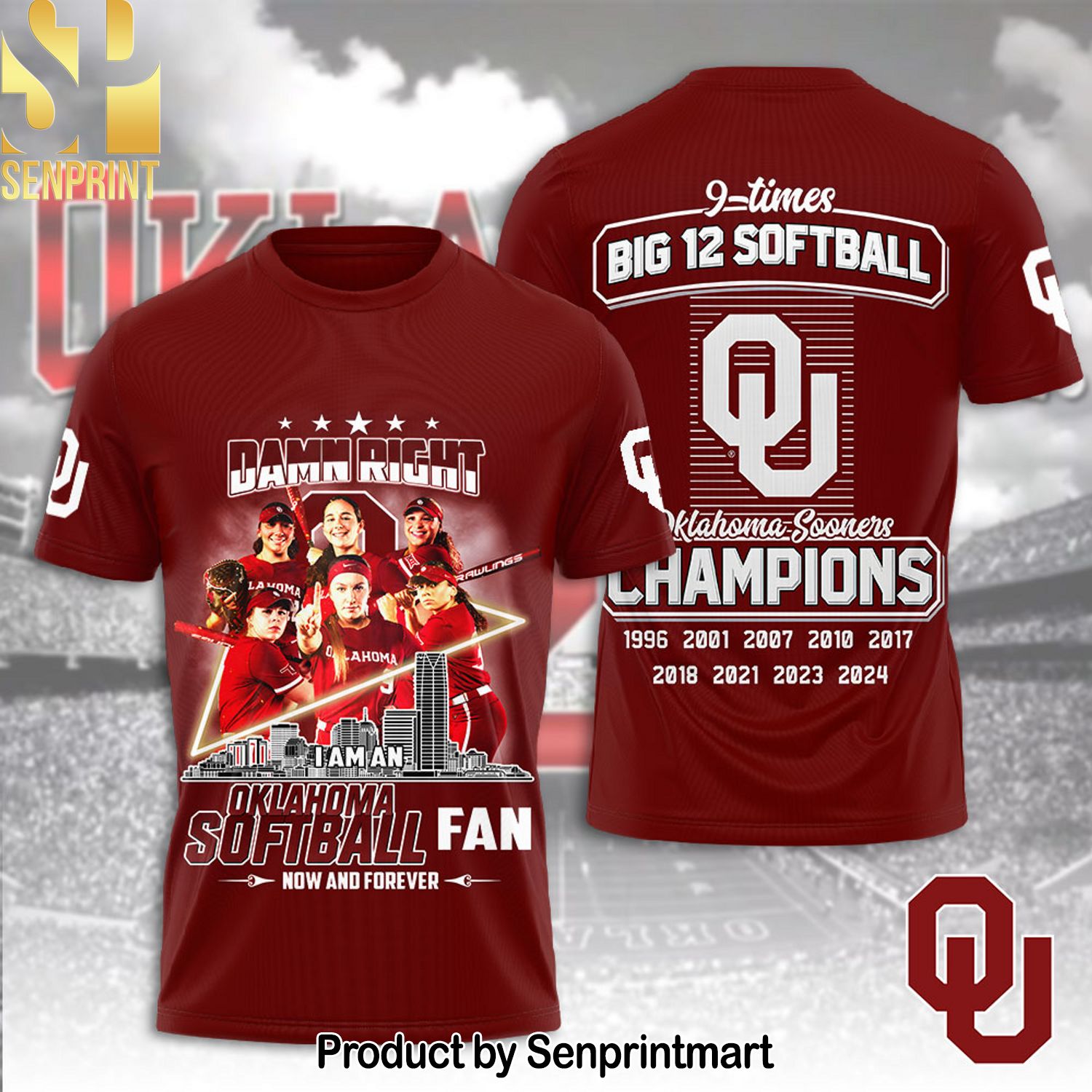 Oklahoma Sooners Softball Full Printing Shirt – SEN0011