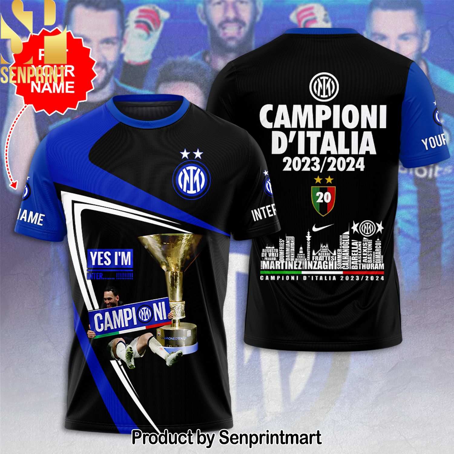 Personalized Inter Milan FC Full Printing Shirt – SEN0031