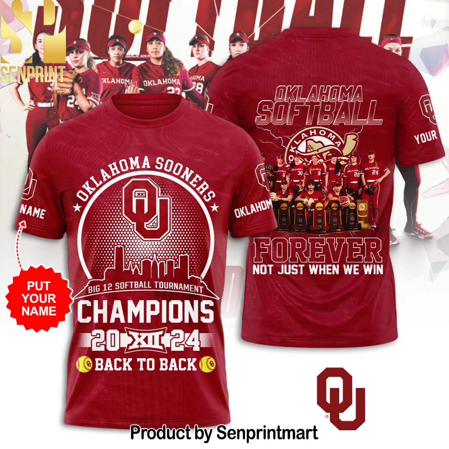 Personalized Oklahoma Sooners Softball Full Printing Shirt – SEN0014