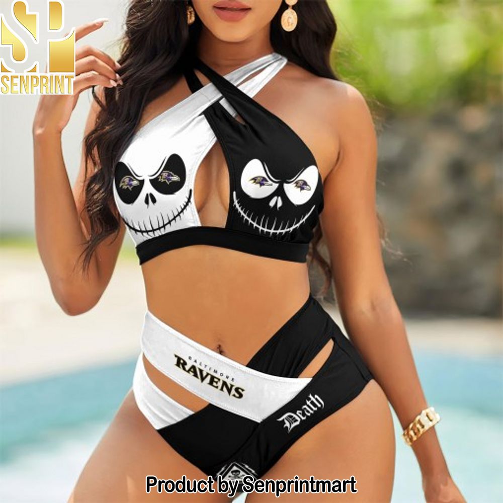 Baltimore Ravens Bikini Swimsuit Criss Cross Cutout Bathing Suit – SEN092
