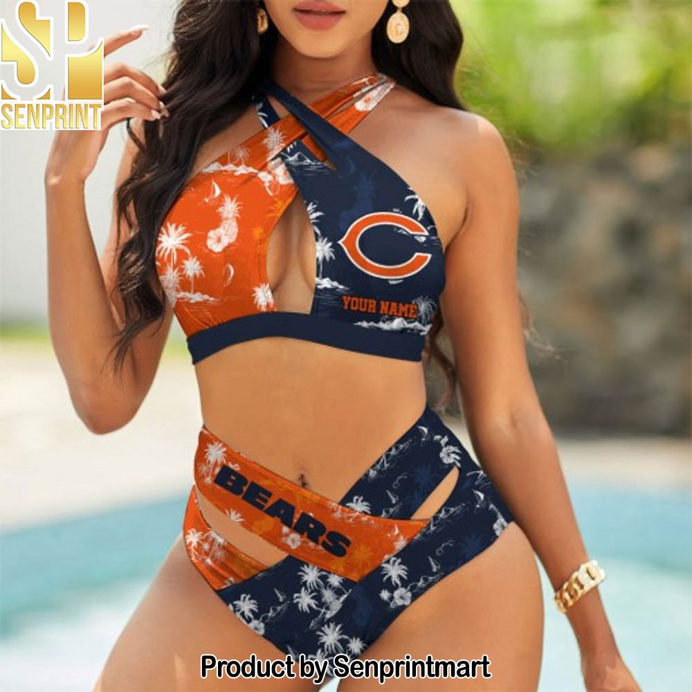 Chicago Bears Bikini Swimsuit Criss Cross Cutout Bathing Suit – SEN063