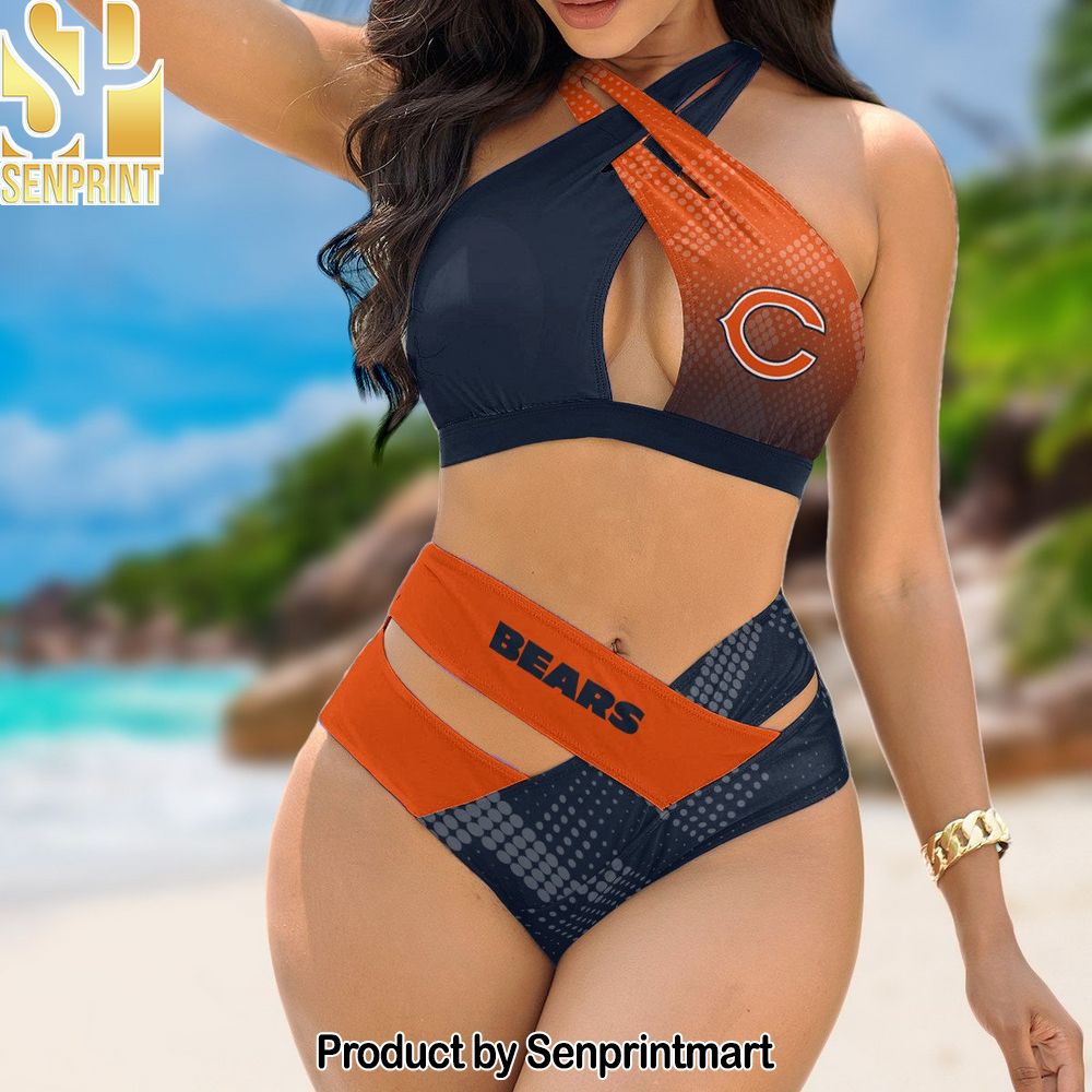 Chicago Bears Bikini Swimsuit Criss Cross Cutout Bathing Suit – SEN122