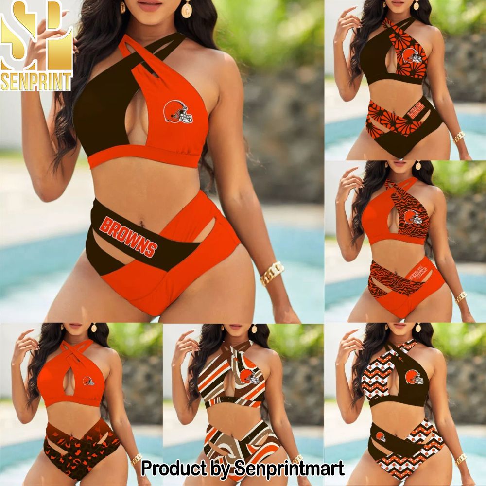 Cleveland Browns Bikini Swimsuit Criss Cross Cutout Bathing Suit – SEN19