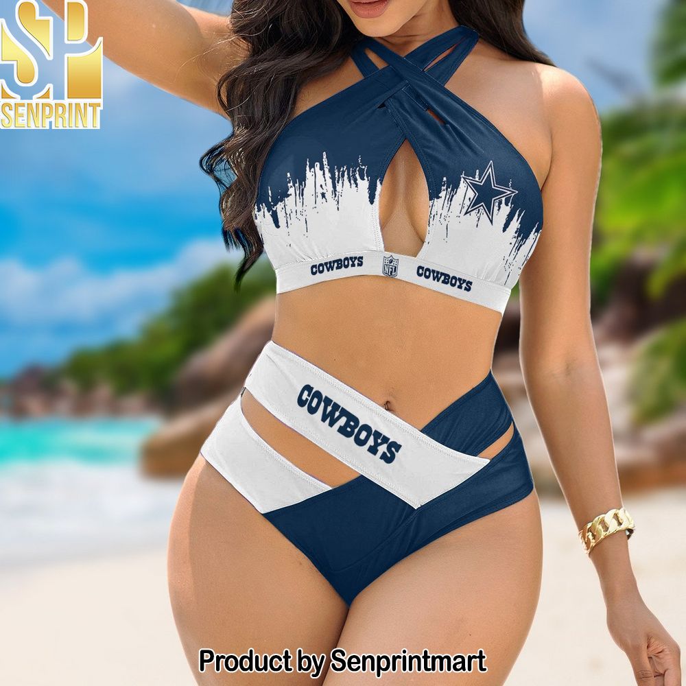 Dallas Cowboys Bikini Swimsuit Criss Cross Cutout Bathing Suit – SEN130