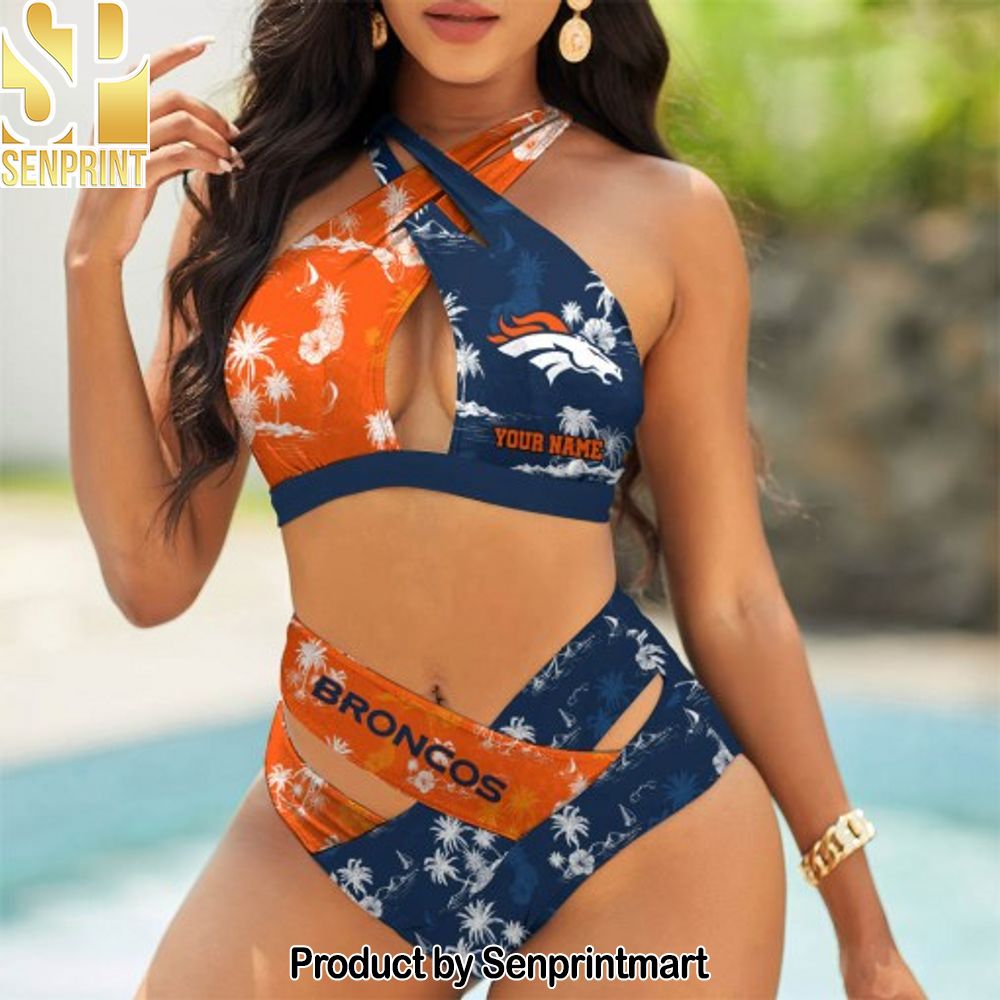 Denver Broncos Bikini Swimsuit Criss Cross Cutout Bathing Suit – SEN067