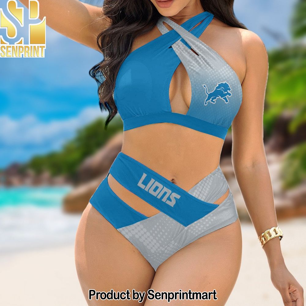 Detroit Lions Bikini Swimsuit Criss Cross Cutout Bathing Suit – SEN124
