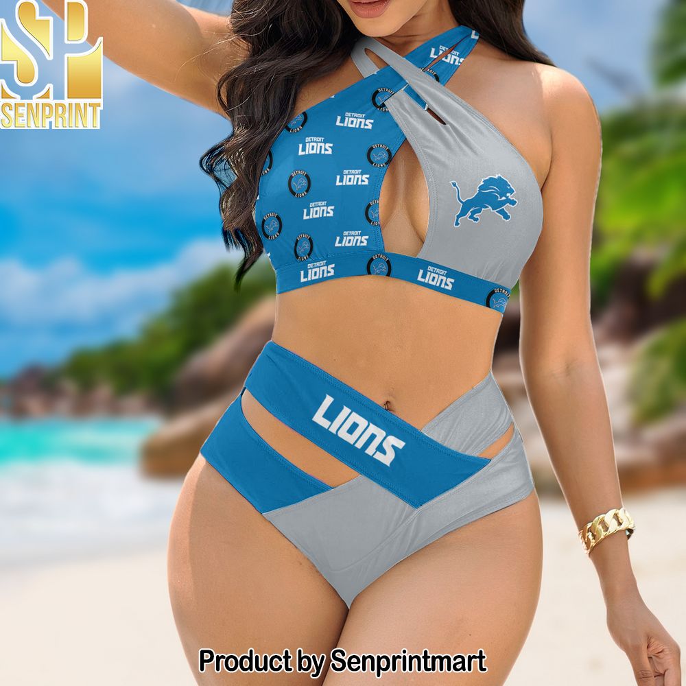Detroit Lions Bikini Swimsuit Criss Cross Cutout Bathing Suit – SEN125