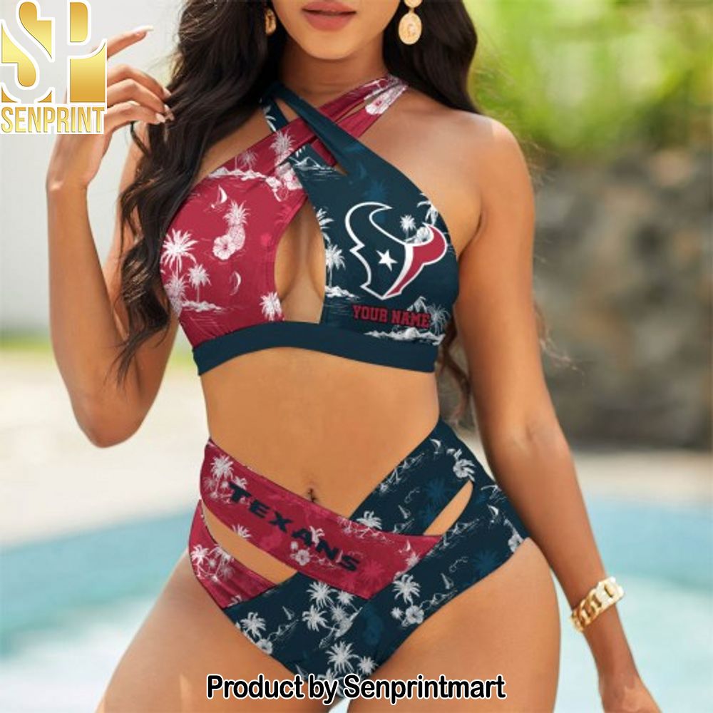 Houston Texans Bikini Swimsuit Criss Cross Cutout Bathing Suit – SEN070