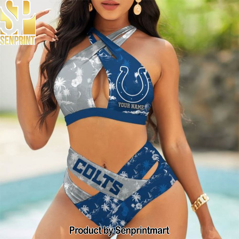 Indianapolis Colts Bikini Swimsuit Criss Cross Cutout Bathing Suit – SEN071