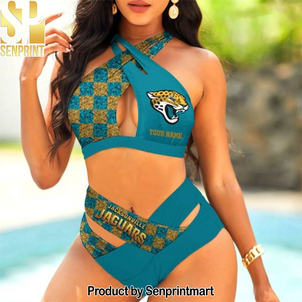 Jacksonville Jaguars Bikini Swimsuit Criss Cross Cutout Bathing Suit – SEN040