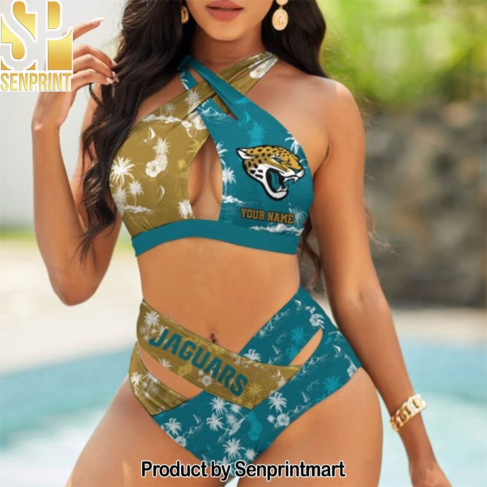 Jacksonville Jaguars Bikini Swimsuit Criss Cross Cutout Bathing Suit – SEN072