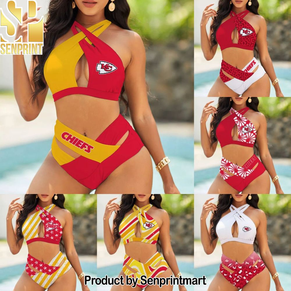 Kansas City Chiefs Bikini Swimsuit Criss Cross Cutout Bathing Suit – SEN02