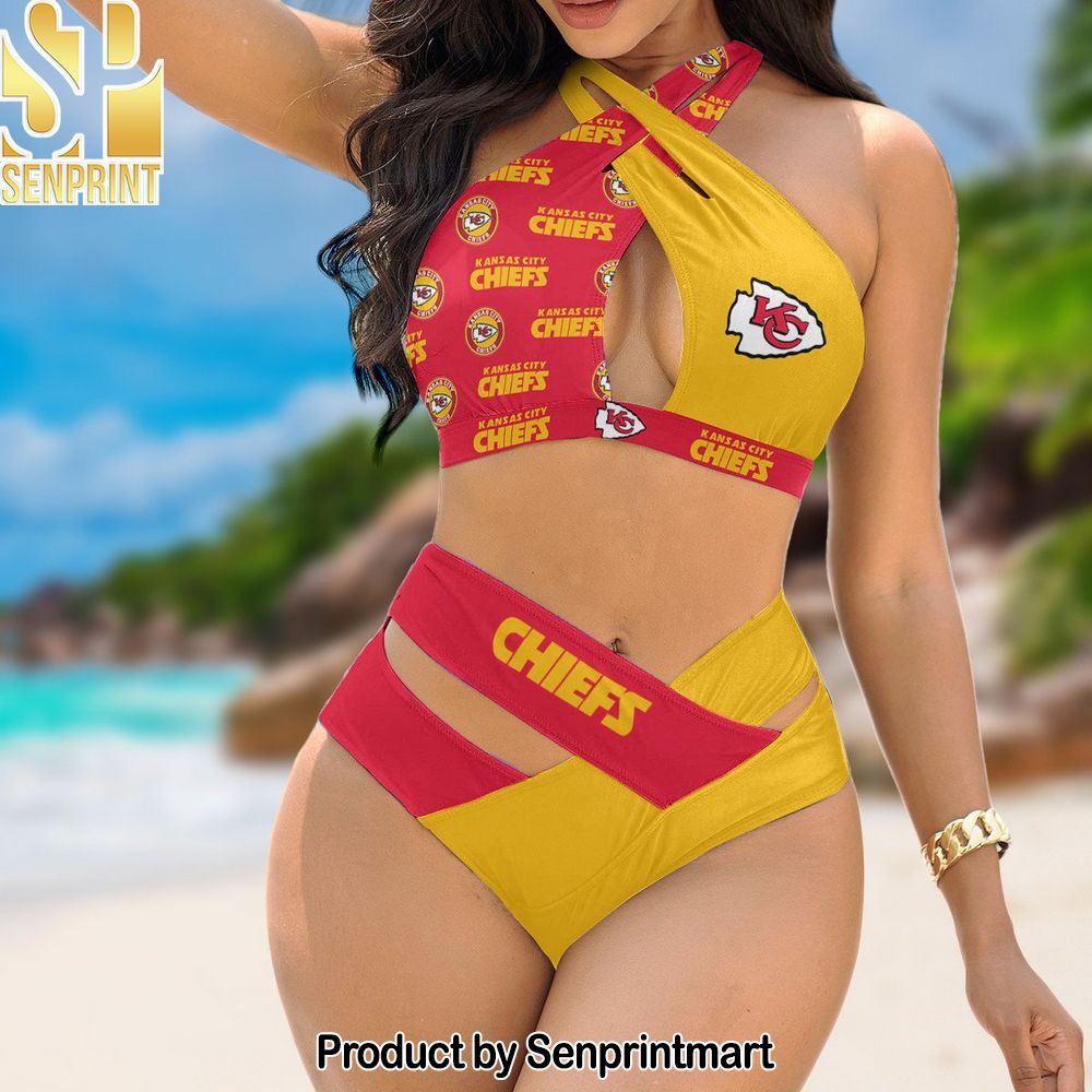 Kansas City Chiefs Bikini Swimsuit Criss Cross Cutout Bathing Suit – SEN127