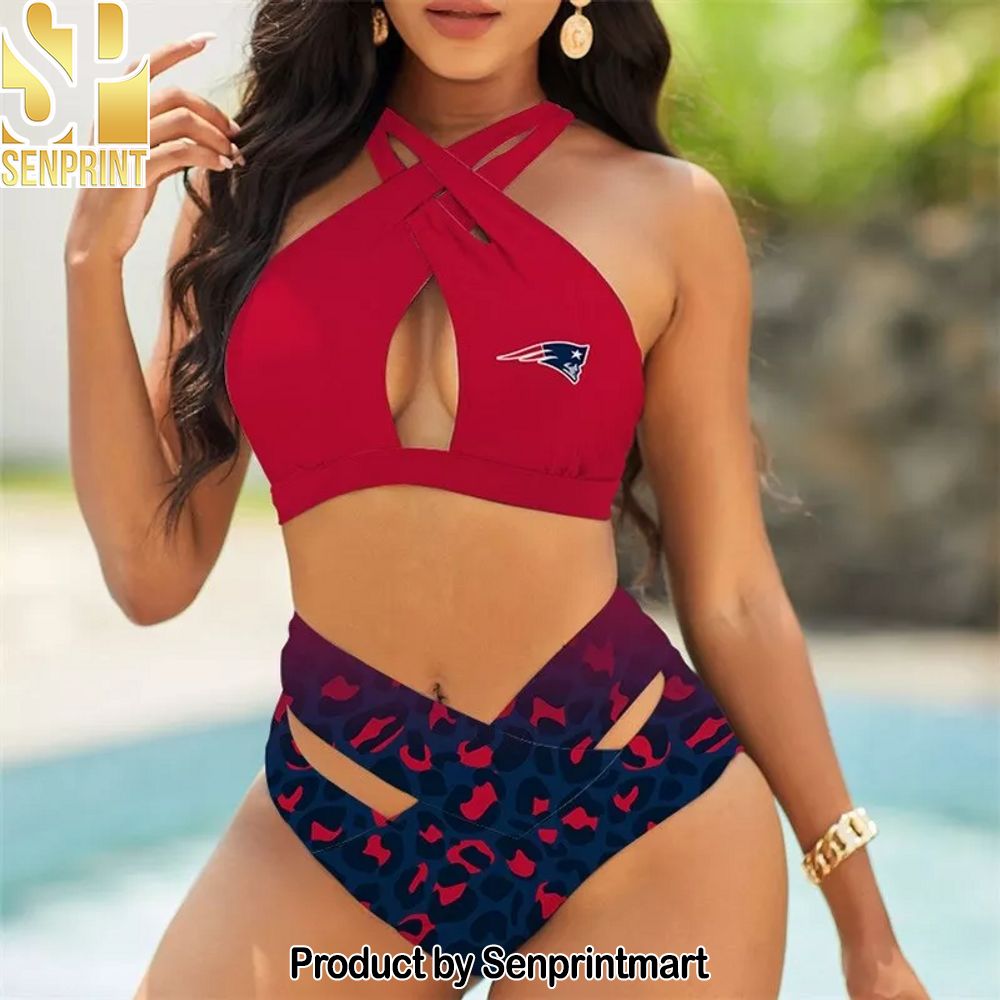 New England Patriots Bikini Swimsuit Criss Cross Cutout Bathing Suit – SEN12
