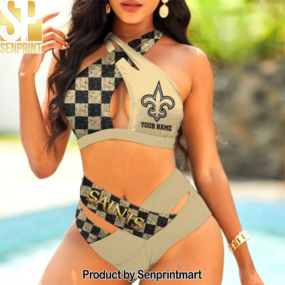 New Orleans Saints Bikini Swimsuit Criss Cross Cutout Bathing Suit – SEN048