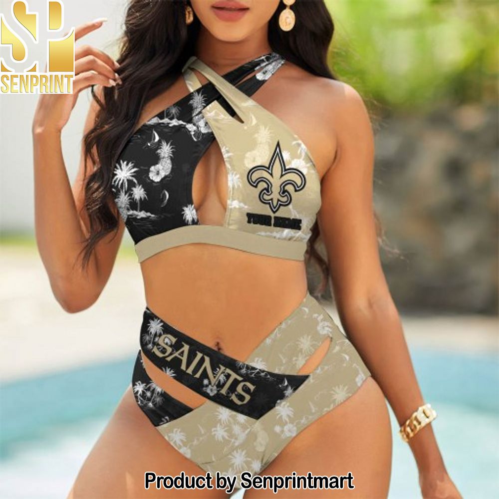 New Orleans Saints Bikini Swimsuit Criss Cross Cutout Bathing Suit – SEN080