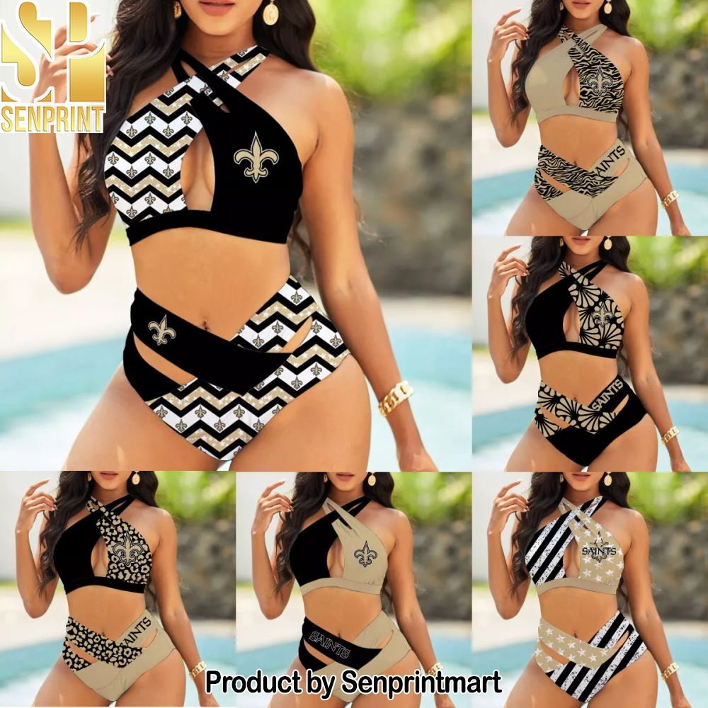New Orleans Saints Bikini Swimsuit Criss Cross Cutout Bathing Suit – SEN21