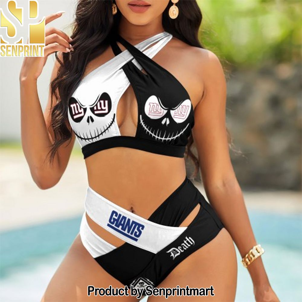 New York Giants Bikini Swimsuit Criss Cross Cutout Bathing Suit – SEN113