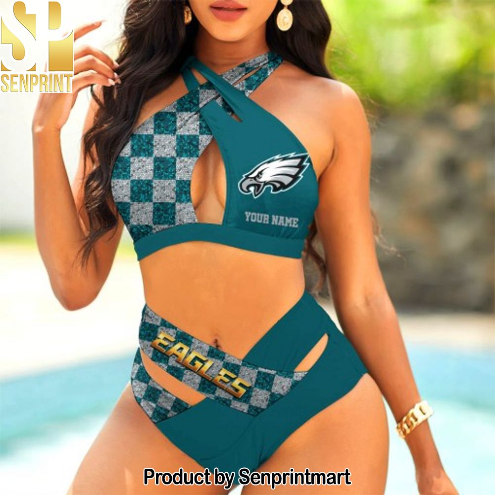 Philadelphia Eagles Bikini Swimsuit Criss Cross Cutout Bathing Suit – SEN051