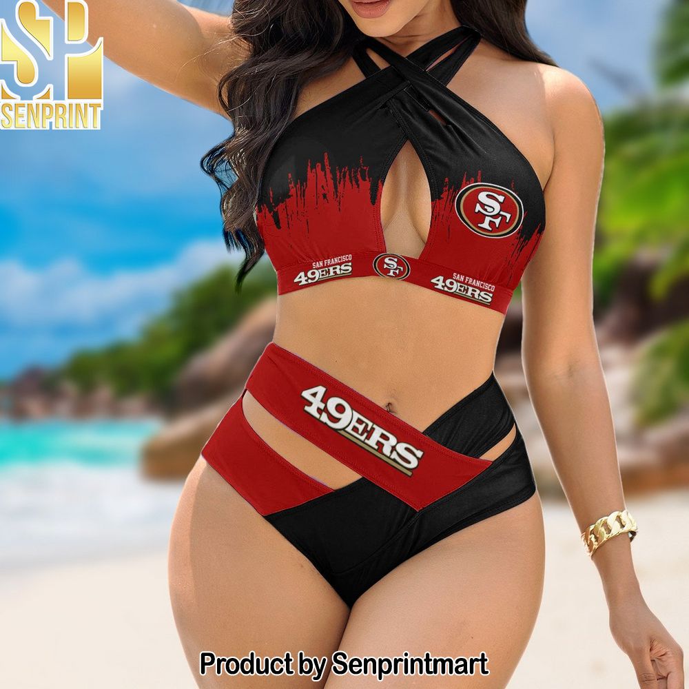 San Francisco 49ers Bikini Swimsuit Criss Cross Cutout Bathing Suit – SEN128