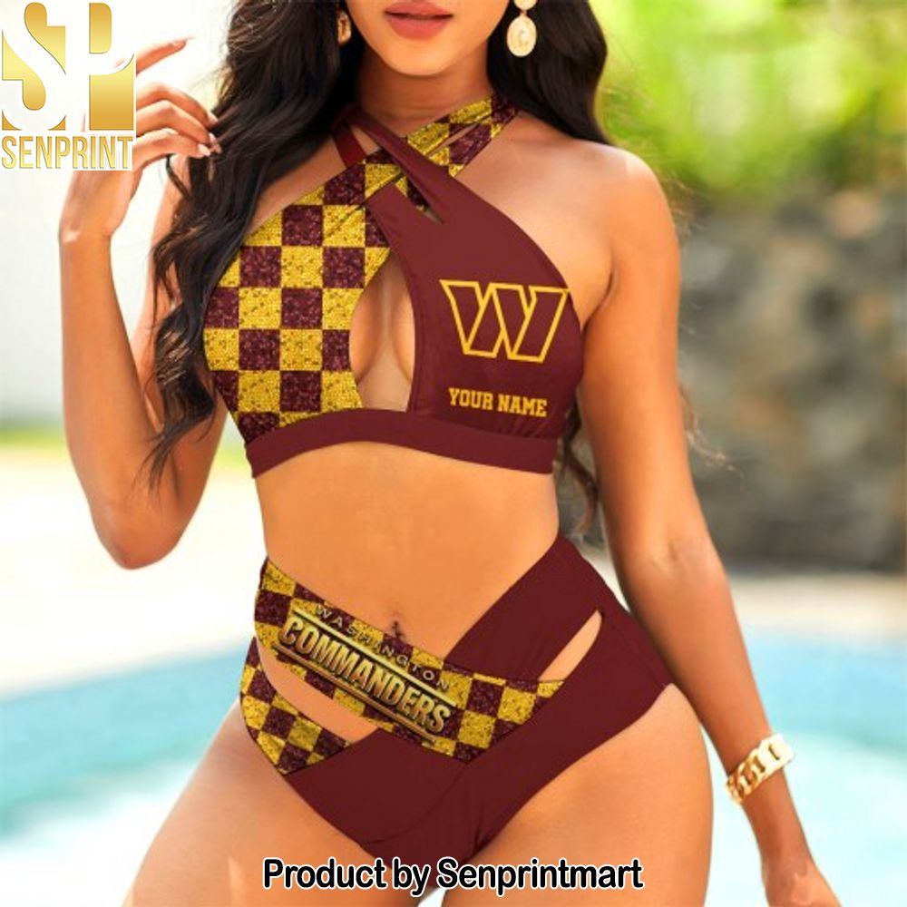 Washington Commanders Bikini Swimsuit Criss Cross Cutout Bathing Suit – SEN057