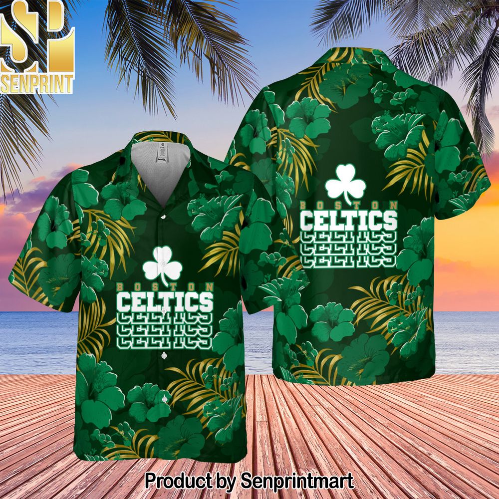 Boston Celtics Hibiscus And Tree Tropical Pattern Print Hawaiian Set – SEN0355