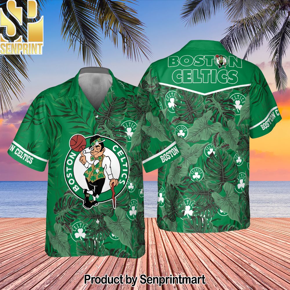 Boston Celtics Leaves Tropical Pattern Print Hawaiian Set – SEN0015