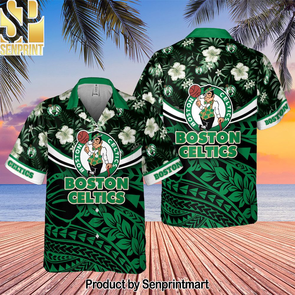 Boston Celtics National National Basketball Association Polynesian Pattern All Over Printed Hawaiian Set – SEN0358