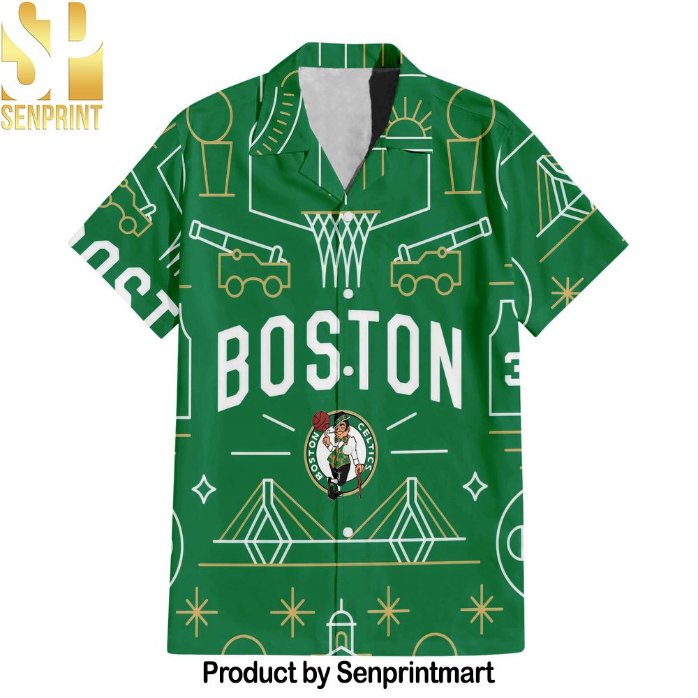 Boston Celtics NBA Team Logo Illustration Design Hawaiian Set – SEN0043