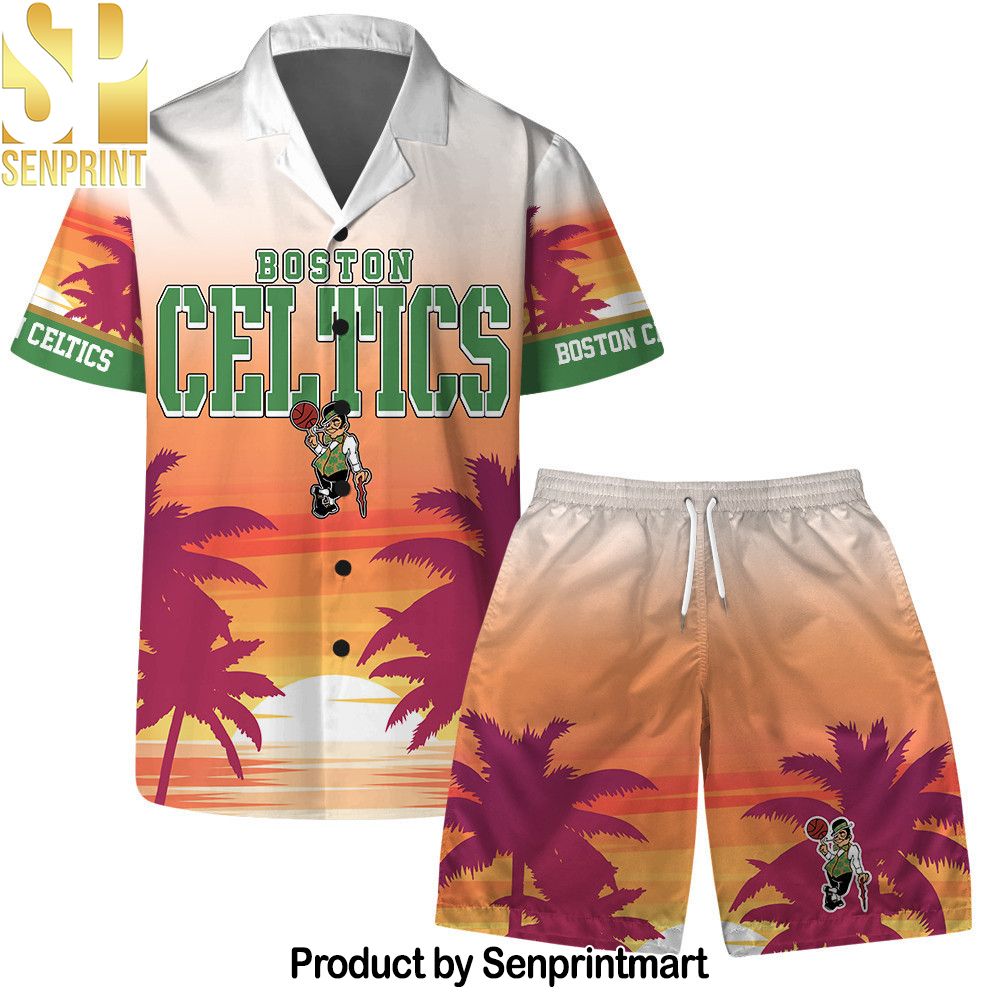 Boston Celtics Team Logo Pattern Sunset Tropical Hawaiian Set – SEN0038
