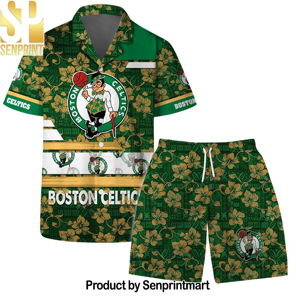 Boston Celtics Team Logo Pattern Vintage Aloha Hawaiian Set – SEN0370