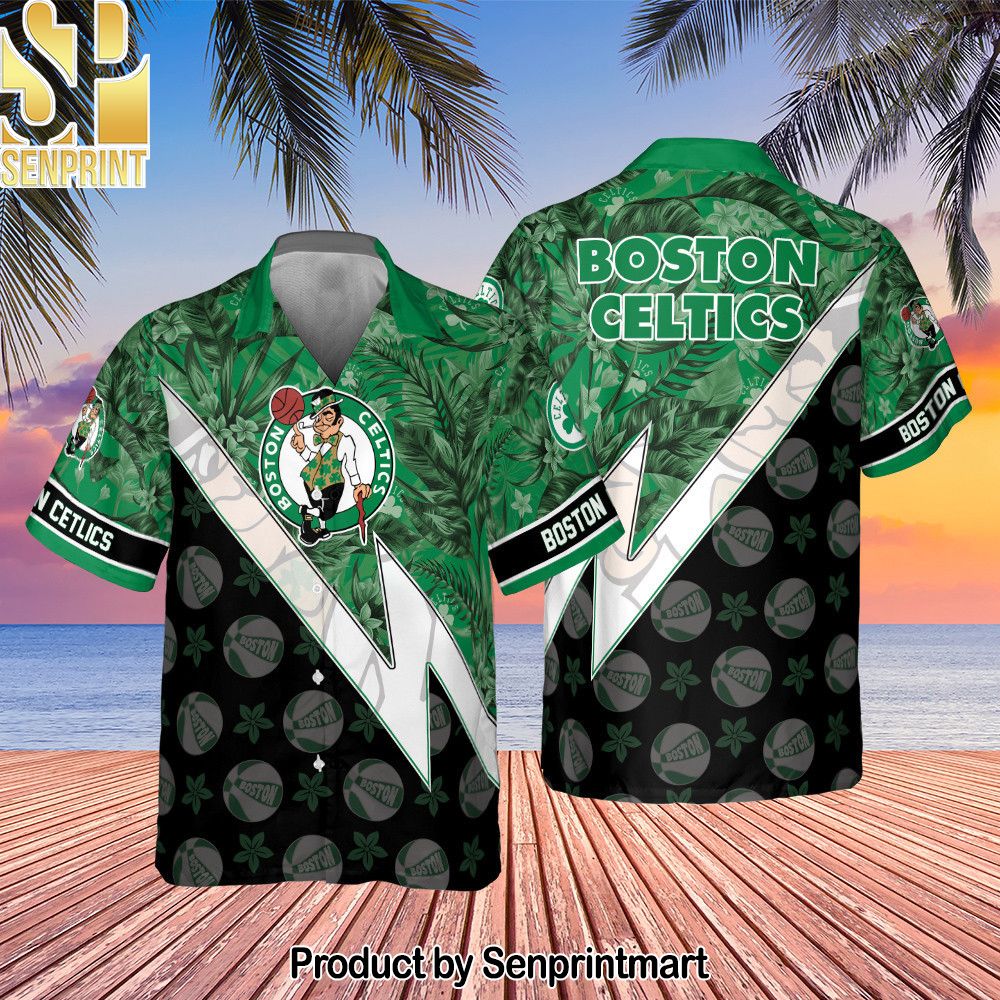 Boston Celtics Tropical And Basketball Pattern Print Hawaiian Set – SEN0011