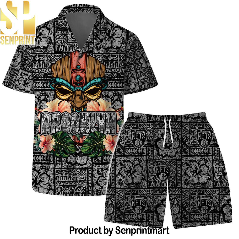 Brooklyn Nets NBA Aloha Tiki Pattern Hawaiian Set – SEN0032