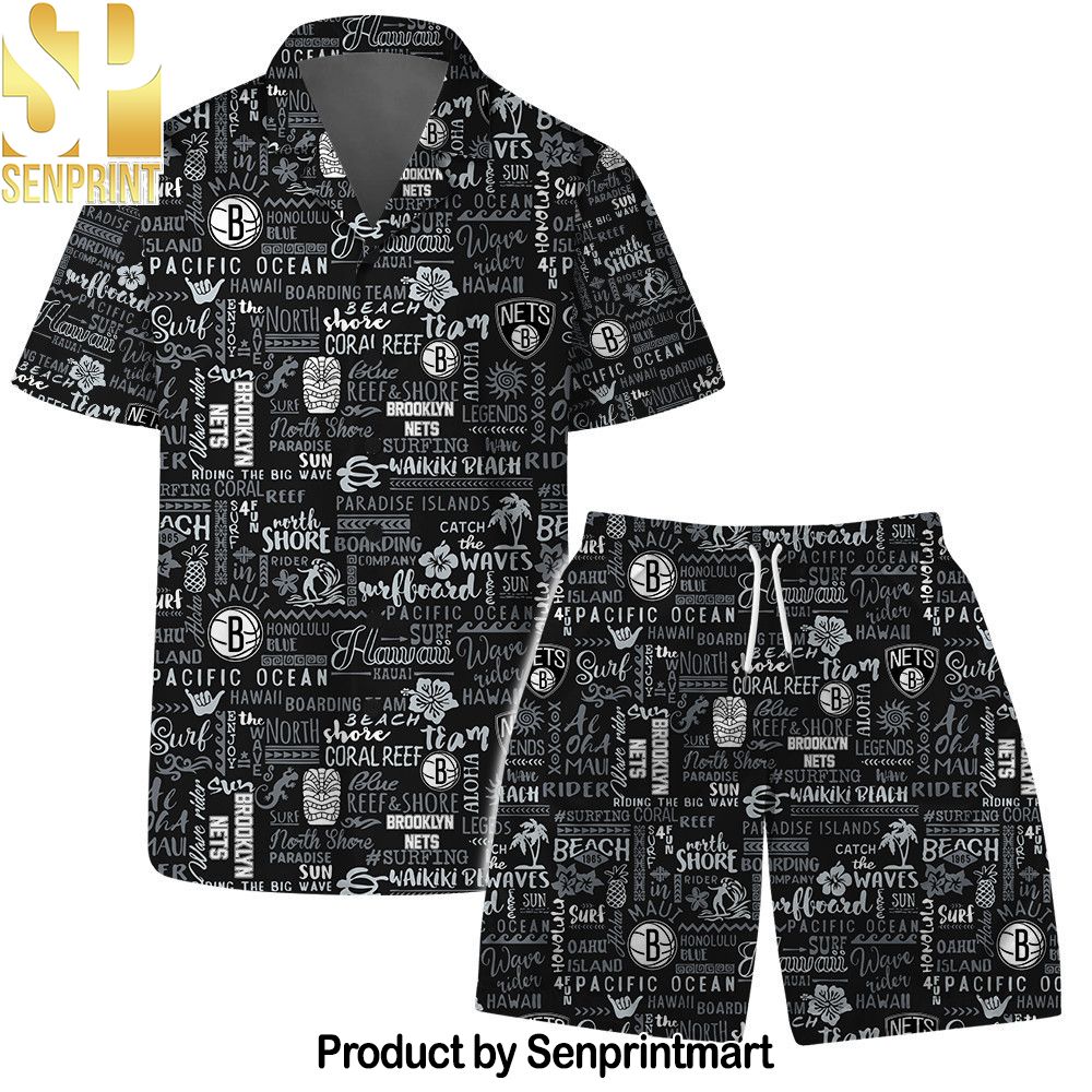 Brooklyn Nets Team Logo Pattern Retro Tiki Hawaiian Set – SEN0026