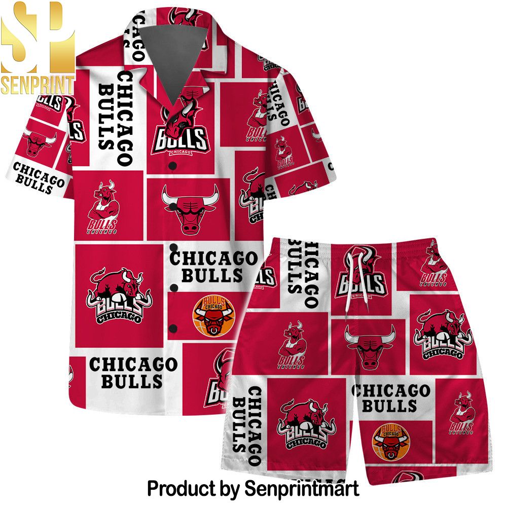 Chicago Bulls NBA Team Logo Pattern Basketball Hawaiian Set – SEN0156