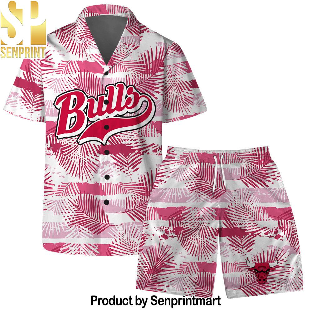 Chicago Bulls Team Logo Pattern Leaves Tropical Hawaiian Set – SEN0137