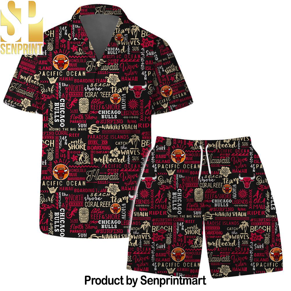 Chicago Bulls Team Logo Pattern Retro Tiki Hawaiian Set – SEN0128