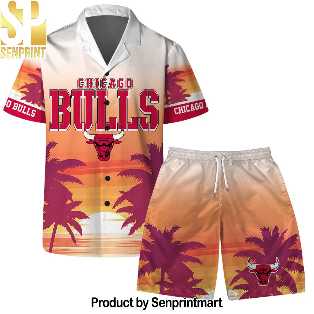 Chicago Bulls Team Logo Pattern Sunset Tropical Hawaiian Set – SEN0160