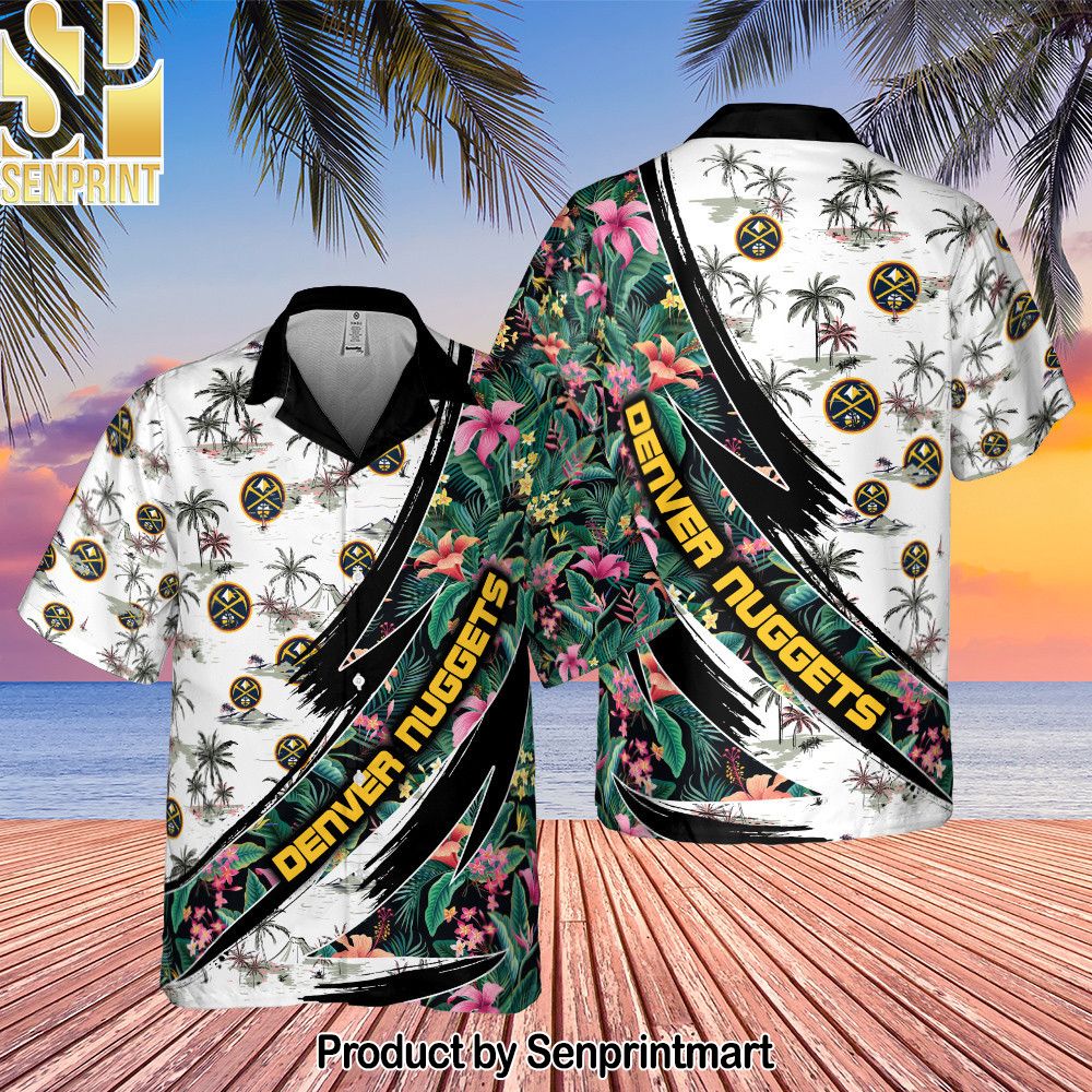 Denver Nuggets Hibiscus Flower And Tree Pattern Print Hawaiian Set – SEN0085