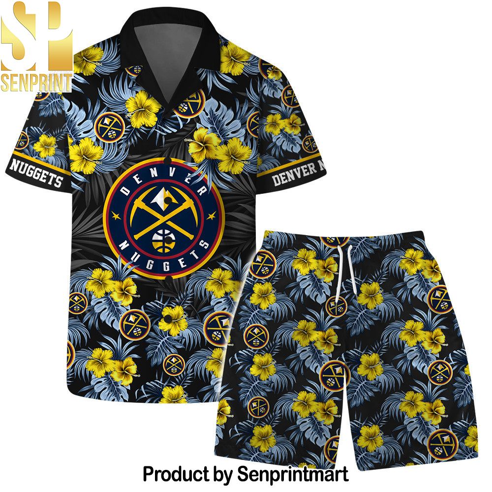 Denver Nuggets NBA Team Logo Floral Leaf Pattern Hawaiian Set – SEN0076