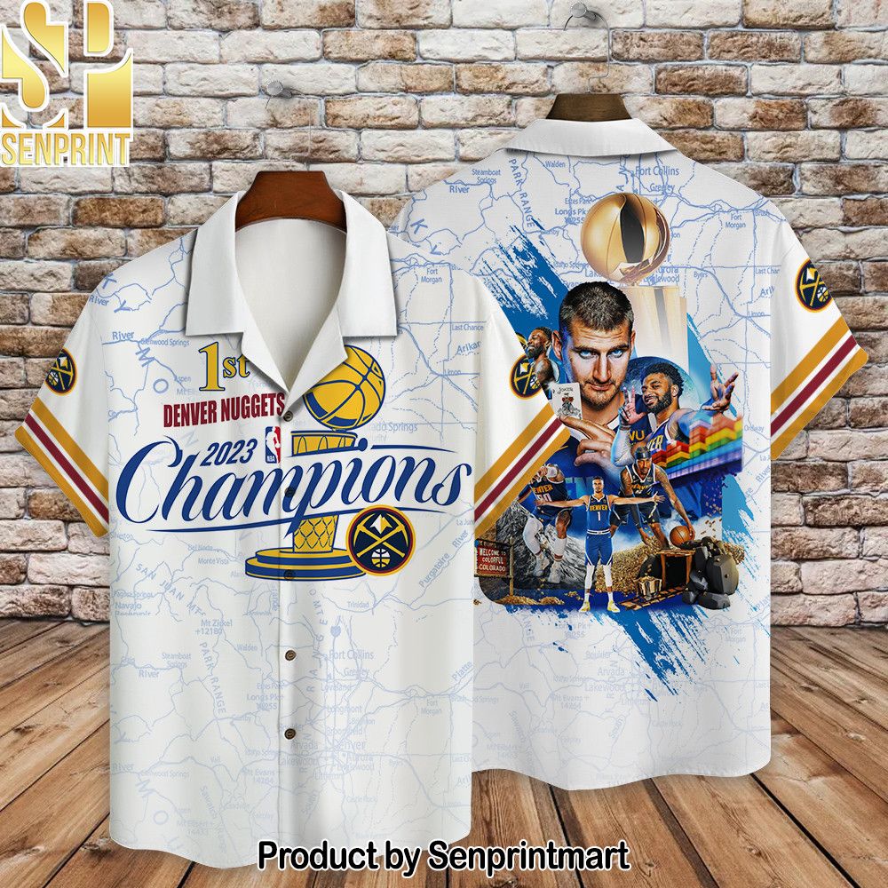 Denver Nuggets st NBA Champions On White Background D Print Hawaiian Set – SEN0411