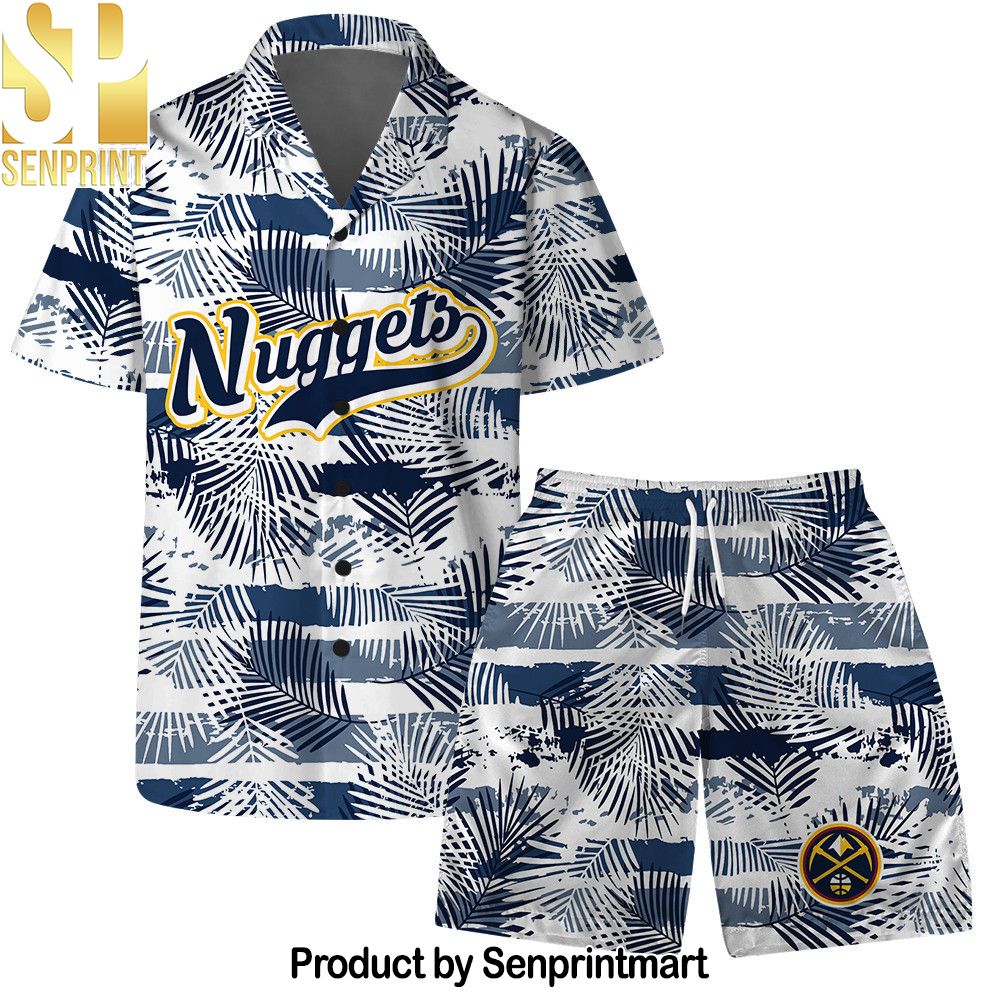 Denver Nuggets Team Logo Pattern Leaves Tropical Hawaiian Set – SEN0408