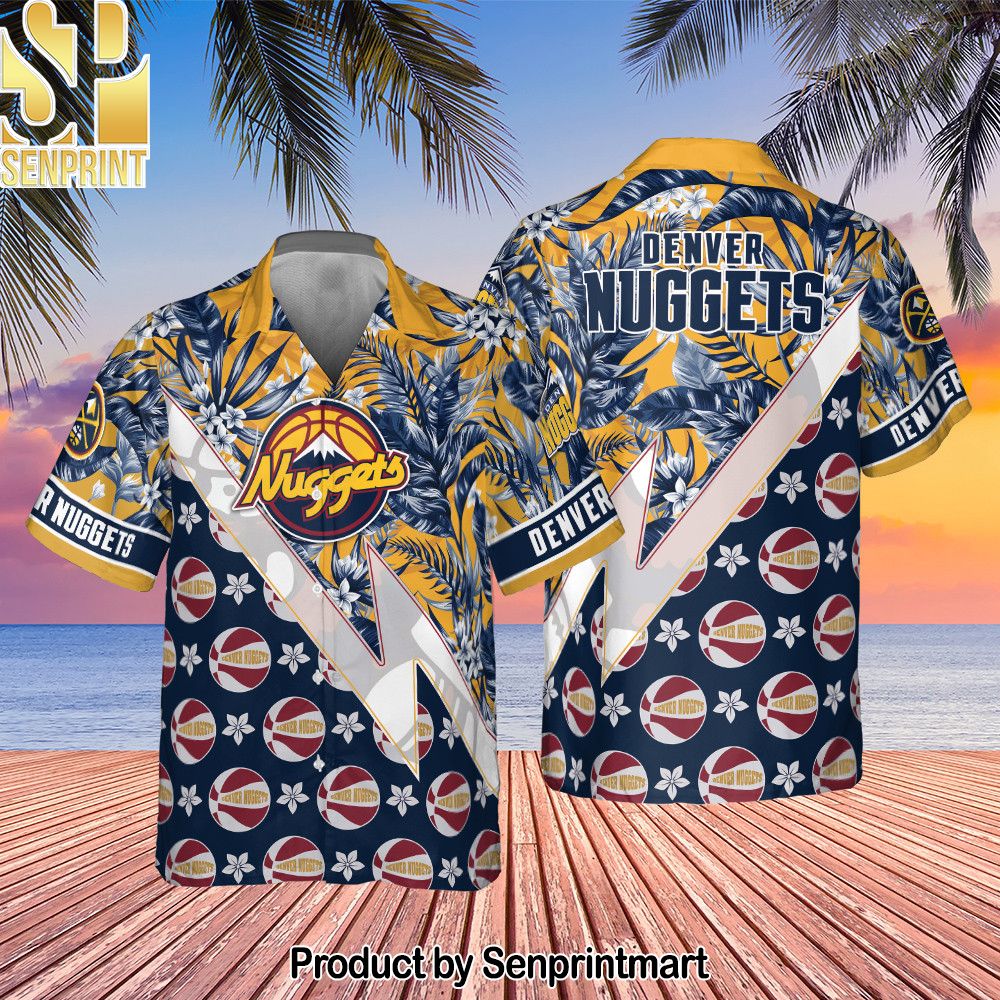Denver Nuggets Tropical And Basketball Pattern Print Hawaiian Set – SEN0396