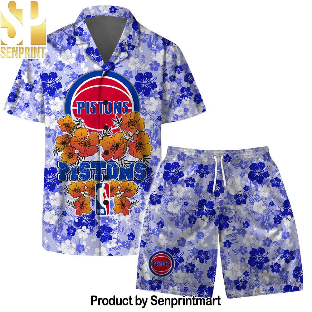 Detroit Pistons NBA Aloha Summer Logo Team And Pattern Hawaiian Set – SEN0201