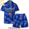 Detroit Pistons Team Logo Pattern Leaves Tropical Hawaiian Set – SEN0158