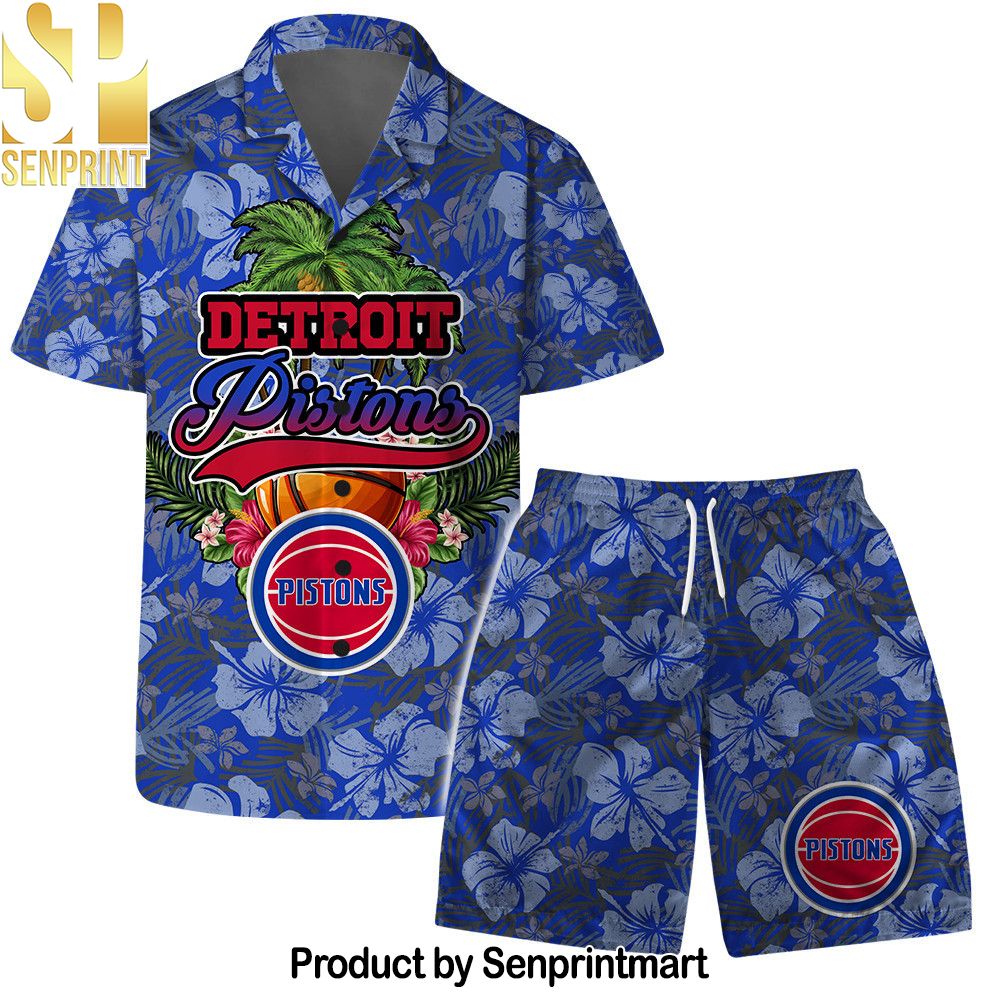 Detroit Pistons Team Logo Pattern Retro Hawaiian Set – SEN0068
