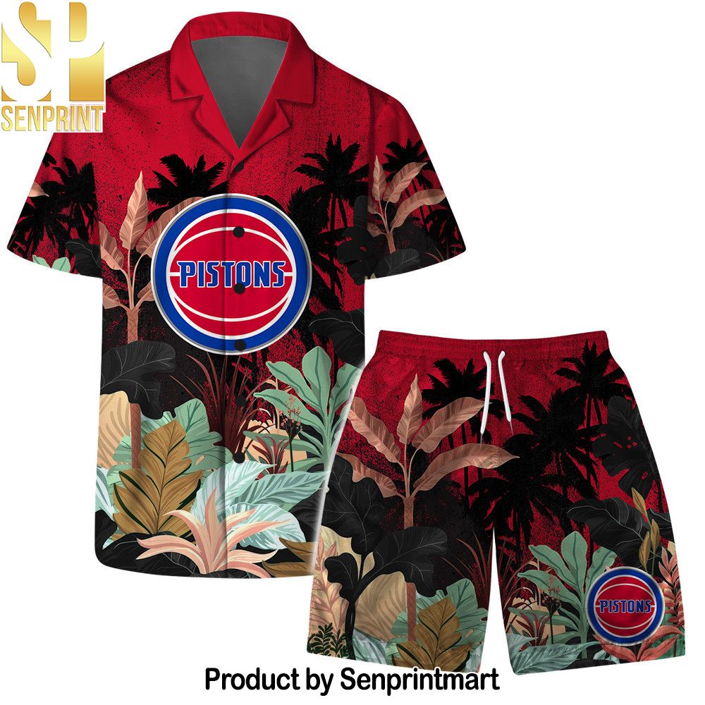 Detroit Pistons Team Logo Pattern Tropical Hawaiian Set – SEN0183