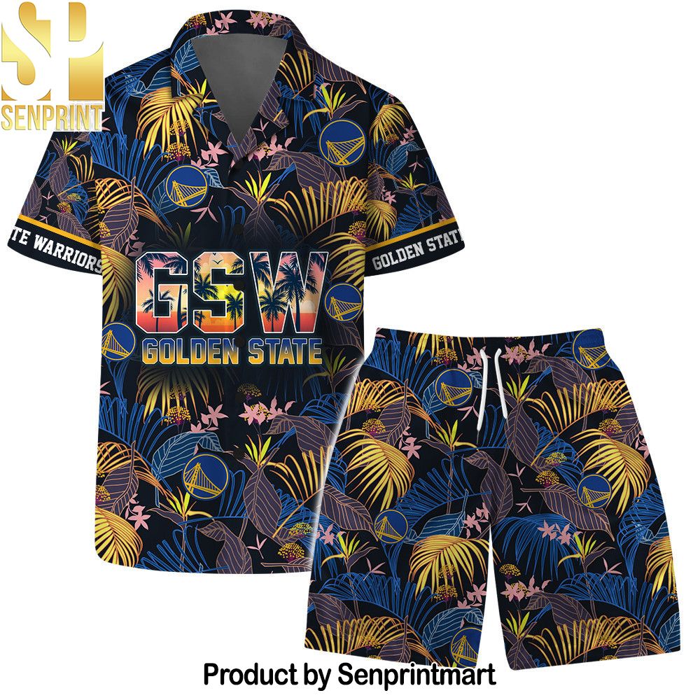 Golden State Warriors Team Logo Pattern Aloha Colorful Hawaiian Set – SEN0389