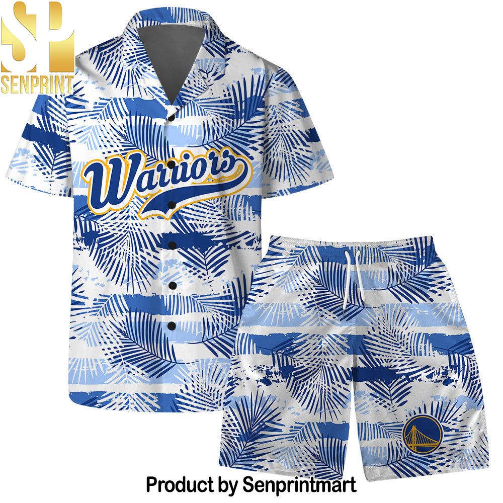Golden State Warriors Team Logo Pattern Leaves Tropical Hawaiian Set – SEN0403